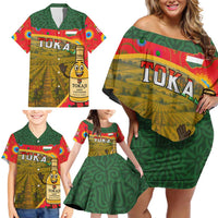 Hungary Family Matching Off Shoulder Short Dress and Hawaiian Shirt with Tokaj Vineyard Illustration Design and Grape Wine - Wonder Print Shop