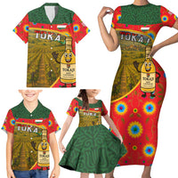 Hungary Family Matching Short Sleeve Bodycon Dress and Hawaiian Shirt with Tokaj Vineyard Illustration Design and Grape Wine - Wonder Print Shop