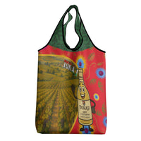 Hungary Grocery Bag with Tokaj Vineyard Illustration Design and Grape Wine - Wonder Print Shop