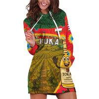 Hungary Hoodie Dress with Tokaj Vineyard Illustration Design and Grape Wine - Wonder Print Shop