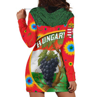Hungary Hoodie Dress with Tokaj Vineyard Illustration Design and Grape Wine - Wonder Print Shop
