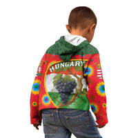 Hungary Kid Hoodie with Tokaj Vineyard Illustration Design and Grape Wine - Wonder Print Shop