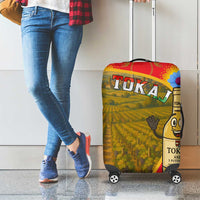 Hungary Luggage Cover with Tokaj Vineyard Illustration Design and Grape Wine - Wonder Print Shop