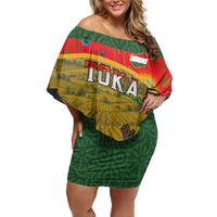 Hungary Off Shoulder Short Dress with Tokaj Vineyard Illustration Design and Grape Wine - Wonder Print Shop