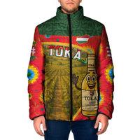 Hungary Padded Jacket with Tokaj Vineyard Illustration Design and Grape Wine - Wonder Print Shop