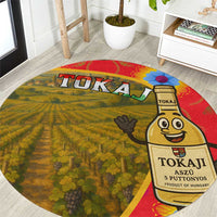 Hungary Round Carpet with Tokaj Vineyard Illustration Design and Grape Wine - Wonder Print Shop