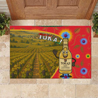 Hungary Rubber Doormat with Tokaj Vineyard Illustration Design and Grape Wine - Wonder Print Shop