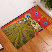 Hungary Rubber Doormat with Tokaj Vineyard Illustration Design and Grape Wine - Wonder Print Shop