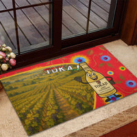 Hungary Rubber Doormat with Tokaj Vineyard Illustration Design and Grape Wine - Wonder Print Shop