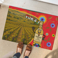Hungary Rubber Doormat with Tokaj Vineyard Illustration Design and Grape Wine - Wonder Print Shop
