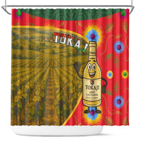 Hungary Shower Curtain with Tokaj Vineyard Illustration Design and Grape Wine - Wonder Print Shop