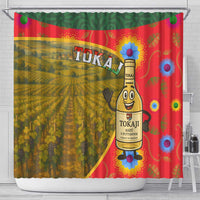 Hungary Shower Curtain with Tokaj Vineyard Illustration Design and Grape Wine - Wonder Print Shop