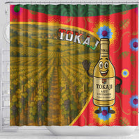 Hungary Shower Curtain with Tokaj Vineyard Illustration Design and Grape Wine - Wonder Print Shop