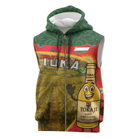 Hungary Sleeveless Zip Hoodie with Tokaj Vineyard Illustration Design and Grape Wine - Wonder Print Shop