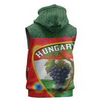 Hungary Sleeveless Zip Hoodie with Tokaj Vineyard Illustration Design and Grape Wine - Wonder Print Shop