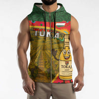 Hungary Sleeveless Zip Hoodie with Tokaj Vineyard Illustration Design and Grape Wine - Wonder Print Shop