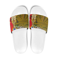 Hungary Slide Sandals with Tokaj Vineyard Illustration Design and Grape Wine - Wonder Print Shop