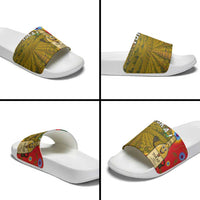 Hungary Slide Sandals with Tokaj Vineyard Illustration Design and Grape Wine - Wonder Print Shop
