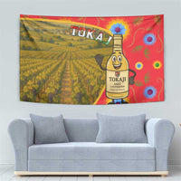Hungary Tapestry with Tokaj Vineyard Illustration Design and Grape Wine - Wonder Print Shop