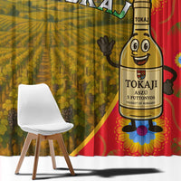 Hungary Window Curtain with Tokaj Vineyard Illustration Design and Grape Wine - Wonder Print Shop