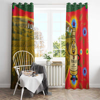 Hungary Window Curtain with Tokaj Vineyard Illustration Design and Grape Wine - Wonder Print Shop