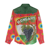 Hungary Women Casual Shirt with Tokaj Vineyard Illustration Design and Grape Wine - Wonder Print Shop
