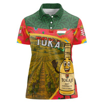 Hungary Women Polo Shirt with Tokaj Vineyard Illustration Design and Grape Wine - Wonder Print Shop