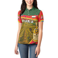 Hungary Women Polo Shirt with Tokaj Vineyard Illustration Design and Grape Wine - Wonder Print Shop