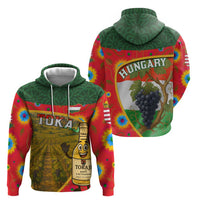 Hungary Zip Hoodie with Tokaj Vineyard Illustration Design and Grape Wine - Wonder Print Shop