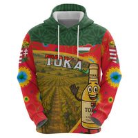 Hungary Zip Hoodie with Tokaj Vineyard Illustration Design and Grape Wine - Wonder Print Shop