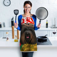Hungary Apron with Puli Dog Illustration Design and Red Green Hexagon - Wonder Print Shop