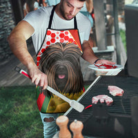 Hungary Apron with Puli Dog Illustration Design and Red Green Hexagon - Wonder Print Shop