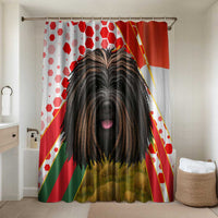 Hungary Bathroom Set with Puli Dog Illustration Design and Red Green Hexagon - Wonder Print Shop