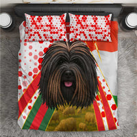 Hungary Bedding Set with Puli Dog Illustration Design and Red Green Hexagon - Wonder Print Shop