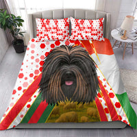 Hungary Bedding Set with Puli Dog Illustration Design and Red Green Hexagon - Wonder Print Shop