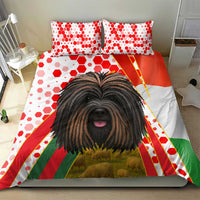 Hungary Bedding Set with Puli Dog Illustration Design and Red Green Hexagon - Wonder Print Shop