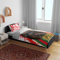 Hungary Bedding Set with Puli Dog Illustration Design and Red Green Hexagon - Wonder Print Shop