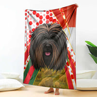 Hungary Blanket with Puli Dog Illustration Design and Red Green Hexagon - Wonder Print Shop