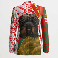 Hungary Blazer with Puli Dog Illustration Design and Red Green Hexagon - Wonder Print Shop
