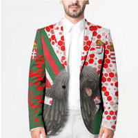 Hungary Blazer with Puli Dog Illustration Design and Red Green Hexagon - Wonder Print Shop