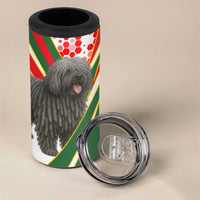 Hungary 4 in 1 Can Cooler Tumbler with Puli Dog Illustration Design and Red Green Hexagon - Wonder Print Shop