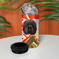 Hungary 4 in 1 Can Cooler Tumbler with Puli Dog Illustration Design and Red Green Hexagon - Wonder Print Shop
