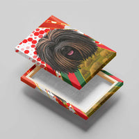 Hungary Canvas Wall Art with Puli Dog Illustration Design and Red Green Hexagon - Wonder Print Shop