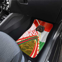 Hungary Car Mats with Puli Dog Illustration Design and Red Green Hexagon - Wonder Print Shop