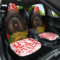Hungary Car Seat Cover with Puli Dog Illustration Design and Red Green Hexagon - Wonder Print Shop