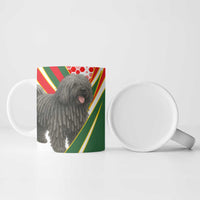Hungary Ceramic Mug with Puli Dog Illustration Design and Red Green Hexagon - Wonder Print Shop