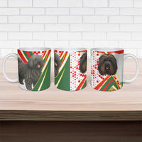 Hungary Ceramic Mug with Puli Dog Illustration Design and Red Green Hexagon - Wonder Print Shop