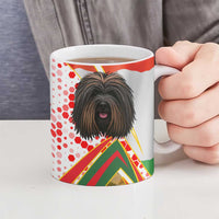 Hungary Ceramic Mug with Puli Dog Illustration Design and Red Green Hexagon - Wonder Print Shop