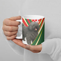 Hungary Ceramic Mug with Puli Dog Illustration Design and Red Green Hexagon - Wonder Print Shop