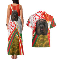 Hungary Couples Matching Tank Maxi Dress and Hawaiian Shirt with Puli Dog Illustration Design and Red Green Hexagon - Wonder Print Shop